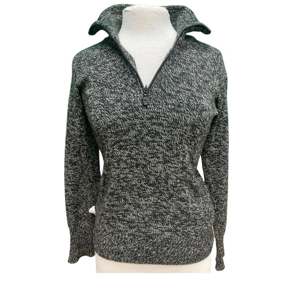 Chanel Vintage 1996 Cashmere Grey 1/4 Zip Long Slv Knit Sweater CC Logo Size 40 - Picture 5 of 9